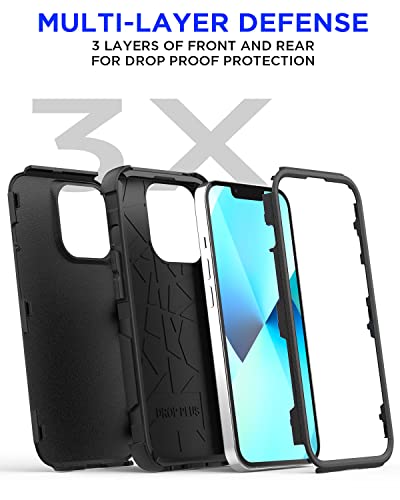 AICase Rugged Case for iPhone 13,Heavy Duty 3-Layer Pocket-Friendly Durable Military Grade Protection Shockproof/Drop Proof Protective Cover for iPhone 13 6.1 inch_1 Black - color: Black