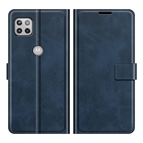 Flip Case for Motorola One 5G UW Ace Wallet Leather Magnetic Protective Cellphone Case for Moto One 5G Ace 2021 / Moto G 5G Folio Book Cover & Stand (Blue) - color: Blue