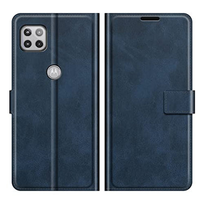 Flip Case for Motorola One 5G UW Ace Wallet Leather Magnetic Protective Cellphone Case for Moto One 5G Ace 2021 / Moto G 5G Folio Book Cover & Stand (Blue) - color: Blue