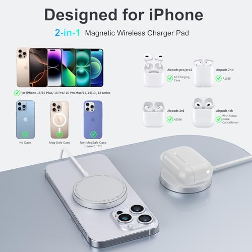 Qi2 Magnetic Wireless Charger Pad for iPhone12-17 - color: Matte White