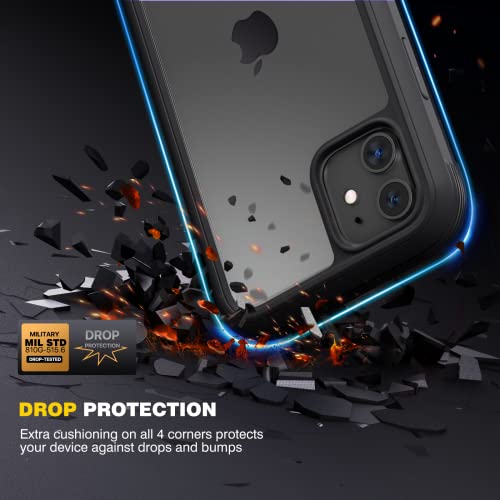 Diaclara Compatible with iPhone 11 Case, Full Body Rugged with Built-in Touch Sensitive Anti-Scratch Screen Protector, Soft TPU Bumper Case Clear Compatible with iPhone 11 6.1" (Black and Clear) - color: Black, size: iPhone 11