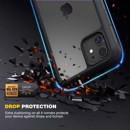 Diaclara Compatible with iPhone 11 Case, Full Body Rugged with Built-in Touch Sensitive Anti-Scratch Screen Protector, Soft TPU Bumper Case Clear Compatible with iPhone 11 6.1" (Black and Clear) - color: Black, size: iPhone 11