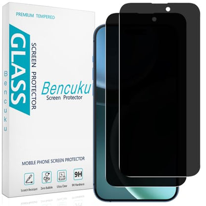 2 Pack Privacy Screen Protector for iPhone 15 Pro Tempered Glass - size: iPhone 15 Pro 6.1-inch