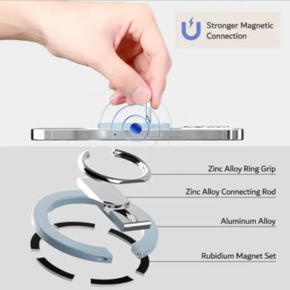 Luxury Phone Ring Holder 360 Rotation Premium Metal Kickstand iPhone 15 16 17 Pro Max Samsung Galaxy S24 Ultra Magnetic Grip Anti-Drop Adjustable Stand Wireless Charging Compatible Champagne - color: Champagne Metal Holder