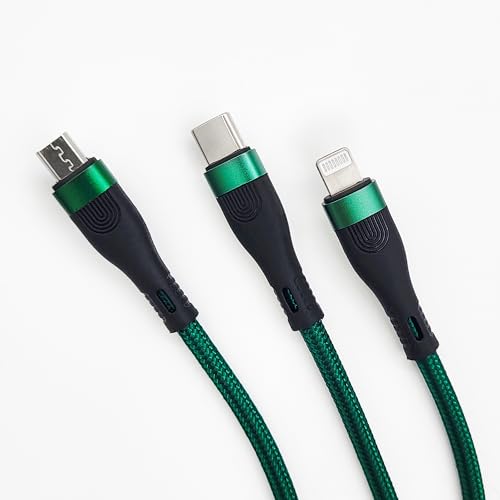 M.A.D LAB 100W USB-C Multi Charging Cable, 3-in-1 Nylon Braided, 4.3 ft