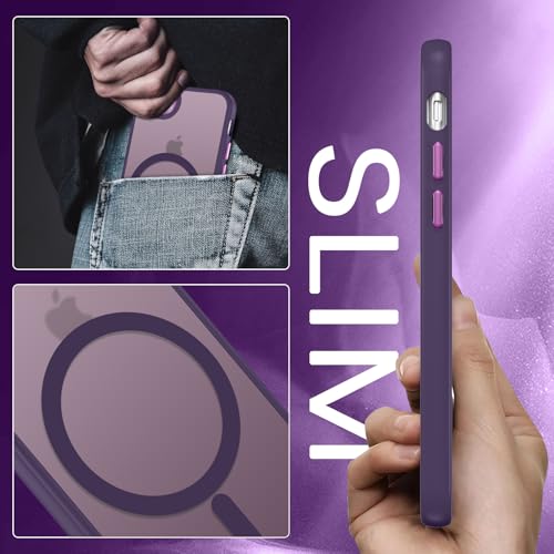 DUEDUE for iPhone 8 Plus Case, iPhone 7 Plus Case Magnetic[Compatible with Magsafe], Translucent Matte Back Protective Cover Anti-Scratch Shockproof Phone Cases for iPhone 8 Plus/7 Plus, Deep Purple - color: Deep Purple