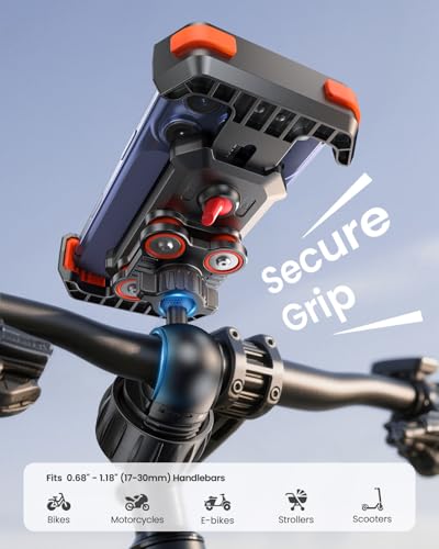 LOXP Anti-Shake Bike Phone Holder with 2026 Dual Vibration Dampener - color: Orange