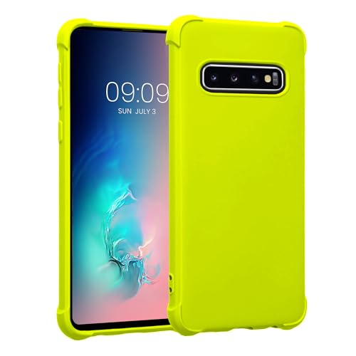 KIOMY Neon Green Case for Samsung Galaxy S10+ / S10 Plus, Airbag Corners Shockproof Bumper Protective Phone Cover, Flexible TPU Solid Bright Vibrant Color - color: Colored - Green