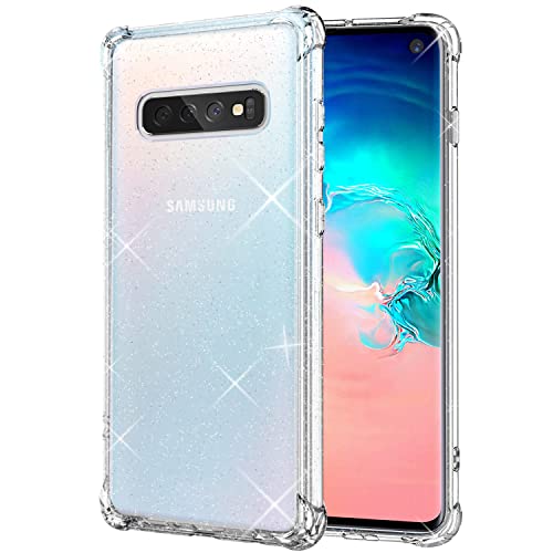 KIOMY Case for Samsung Galaxy S10 Airbag Corners Shockproof Bumper Protective Phone Cover, Hybrid Design Hard PC Back with Flexible TPU Frame (Glitter, for Samsung S10) - color: Glitter