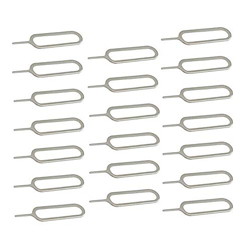 eTECH Collection Sim Card Tray Remover Eject Pin Key Tool for iPhone iPad Samsung Galaxy Smart Phone/Tablet and More (Silver) (20 Pack) - size: 20 Pack