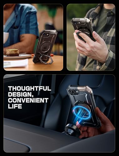 SUPCASE for iPhone 17e/16e Case with Stand, Compatible with MagSafe, Black | Military-Grade Drop Protection, Anti-Slip Grip, Heavy Duty Magnetic Phone Case for iPhone 17e/16e 6.1", Unicorn Beetle Grip