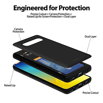 GOOSPERY Magnetic Door Bumper Compatible with Galaxy S10 Plus, Card Holder Wallet Case Easy Magnet Auto Closing Protective Dual Layer Sturdy Phone Back Cover-Black - color: Black, size: Galaxy S10 Plus