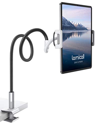Lamicall Gooseneck Tablet Holder Mount, Quickly Adjustable Bed Flexible Arm - color: Black