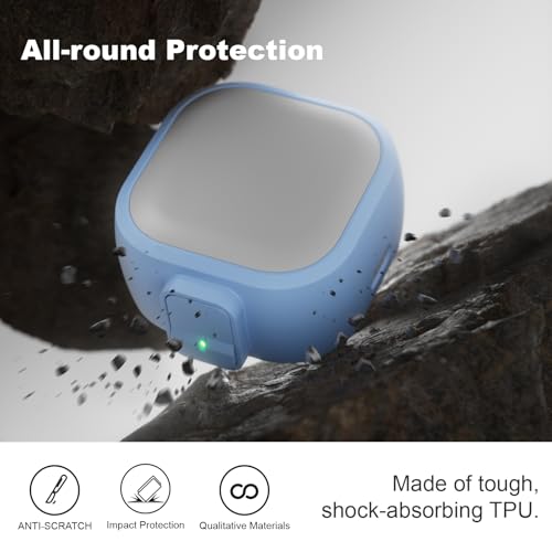 for Samsung Galaxy Buds 4 Pro/Buds 4 Case (2026) with Secure Safety Lock Clip,Shockproof Scratch-Resistant Hybrid PC+TPU Soft Shell Protective Cover Accessories with Carabiner&Cleaning Pen(Light Blue) - color: Light Blue Edge-Grey