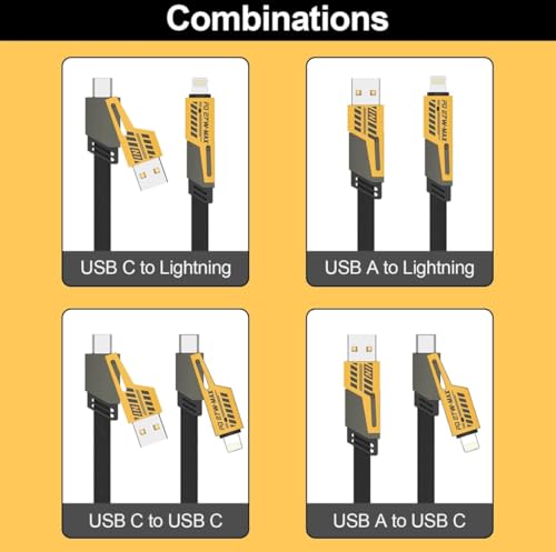Universal 4-in-1 Fast Charging Cable Compatible with iPhone & Android