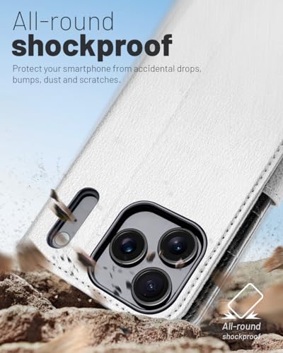 OCASE Compatible with iPhone 17 Pro Wallet Case, PU Leather Flip Folio Case with Card Holders RFID Blocking Kickstand [Shockproof TPU Inner Shell] Phone Cover 6.3 Inch 2025, Silvery - color: Silvery