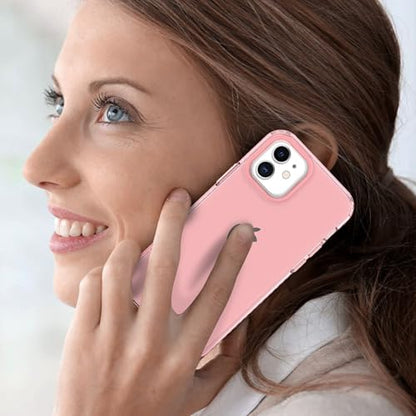 Phone Case for iPhone 12 Clear, [Crystal Clear][Non-Yellowing] Slim Shockproof Reinforced Drop Protective Flexible TPU Back Cover Phone Case for iPhone 12 Protective Case(Pink) - color: Pink