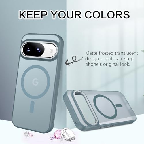 BENTOBEN for Google Pixel 9 Case [Compatible with Magsafe] Translucent Matte Magnetic Pixel 9 Case Slim Thin Shockproof Women Men Girls Boys Protective Phone Cases for Google Pixel 9 6.3", Grey Blue - color: Grey Blue