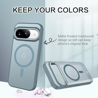 BENTOBEN for Google Pixel 9 Case [Compatible with Magsafe] Translucent Matte Magnetic Pixel 9 Case Slim Thin Shockproof Women Men Girls Boys Protective Phone Cases for Google Pixel 9 6.3", Grey Blue - color: Grey Blue