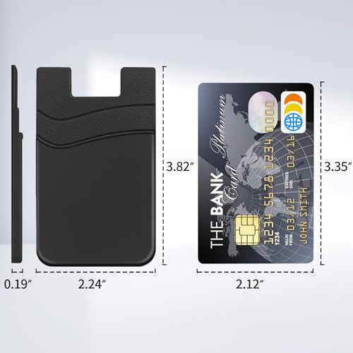 Senose Credit Card Holder for Phone Case, 3 Pack Stick on Phone Wallet - color: Black+White+Purple