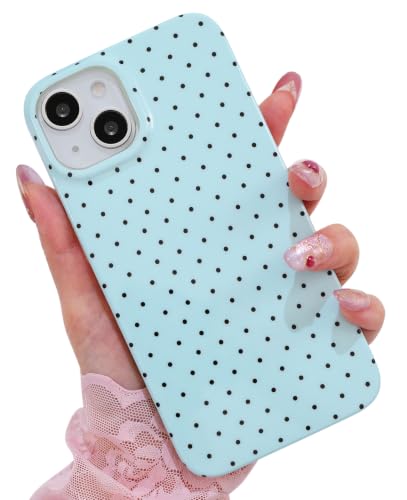 Polka dots case for iPhone 13/14 Blue | Polka dots，Full Protection Soft TPU，will not peel, fade or rub off ，Kawaii Cute Phone Case for Women Girls - color: Imd Polka Dots Blue