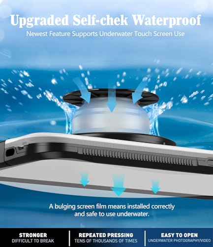 Waterproof Phone Case for iPhone 6.1‘’, Self-Check Function Underwater Pouch Dry Bag Beach Travel Essentials Floating Shower Snorkeling for iPhone 15/14/13/12/11,15/14/13/12/11 Pro, XR/XS 6.1"