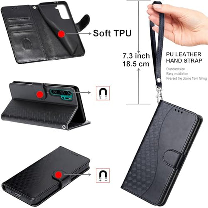 Wallet Case for Samsung Galaxy A16 5G, Black | Women Flip Folio Cover, Embossed PU Leather, Stand, Credit Card Holders Slots, Wrist Strap - color: 3