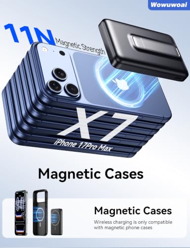 for Magsafe Portable Charger, 10000mAh Wireless USB-C Power Bank with Stand - color: Black