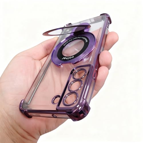 Compatible with Samsung Galaxy S22 5g Phone case softcase Protective with Ring Stand Clear for s22 Galaxy case,Purple - color: Purple, size: Samsung Galaxy S22 5G