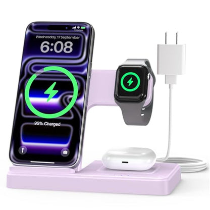 GETPALS Wireless Charger iPhone Charging Station for Apple Multiple Devices - color: Light Violet
