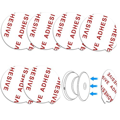 D.SKING 6 Pack Very High Bond Sticky Adhesive [Easy to Peel Off] Replacement Compatible with Socket Mount Base Sticker Pads for Collapsible Grip & Stand (White)