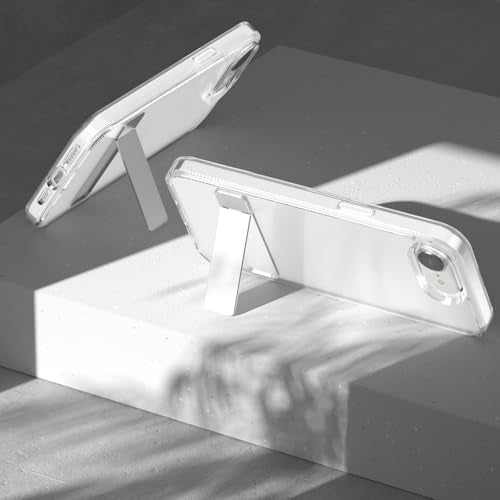 Compatible with Transparent iPhone 16e Case with Invisible Built-in Kickstand Metal Stand Shockproof TPU + Acrylic Slim Clear,Anti-Yellowing Phone Cover-Clear - color: Clear