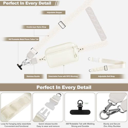 YFWE Phone Strap Crossbody, Clip and Go Strap for Phone with Wallet Crossbody, Adjustable Phone Lanyard Belt Strap with Detachable RFID Wristlet Wallet (XL-Cream) - color: Cream, size: X-Large