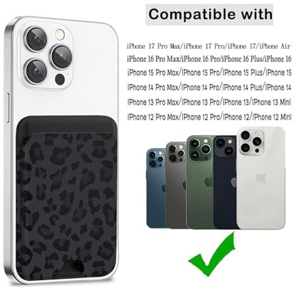 Compatible with Magsafe Cute Wallet Magnetic Card Holder (Leopard) - color: Leopard