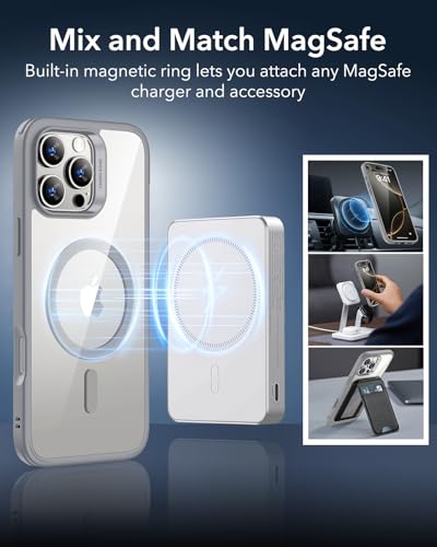 ESR for iPhone 16 Pro Case, Compatible with MagSafe, Shockproof Military-Grade Protection, Magnetic Phone Case for iPhone 16 Pro, Classic Hybrid Case (HaloLock), Clear Grey - color: B-Clear Grey