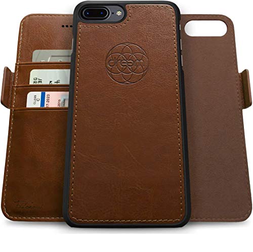 Dreem Fibonacci 2-in-1 Wallet Case for Apple iPhone 8 Plus & 7 Plus - Luxury Vegan Leather, Magnetic Detachable Shockproof Phone Case, RFID Card Protection, 2-Way Flip Stand - Chocolate - color: Chocolate, size: iPhone 8 Plus & 7 Plus