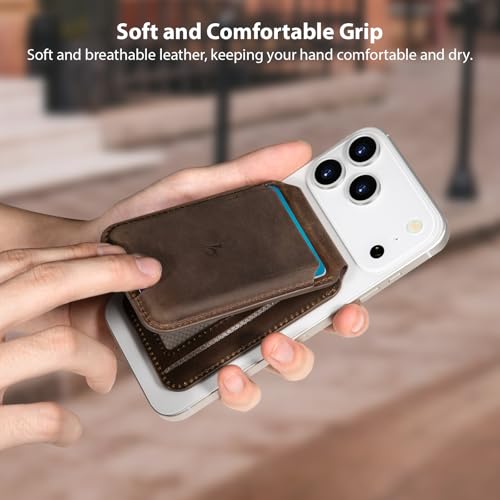 Belemay Crazy Horse Leather Magnetic Wallet for MagSafe Adjustable Stand - color: Rustic Brown
