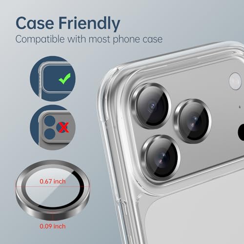 for iPhone 17 Pro Max Camera Lens Protector, Silver - color: Titanium