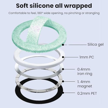 Magnetic Silicone Phone Grip Ring Holder Compatible with MagSafe Phone Case - color: Star Green