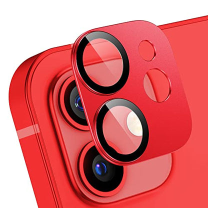 Korecase 2 Pack Camera Lens Protector for iPhone 12 Rear Metal Camera Lens Cover Tempered Glass Film, Strong Adhesion, 9H Hardness Scratch Resistant Case Friendly - Red - color: Red
