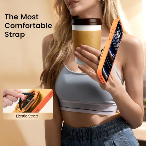 Foldable Double Sided Ring Magnetic Phone Grip & Kickstand (Orange) - color: Orange