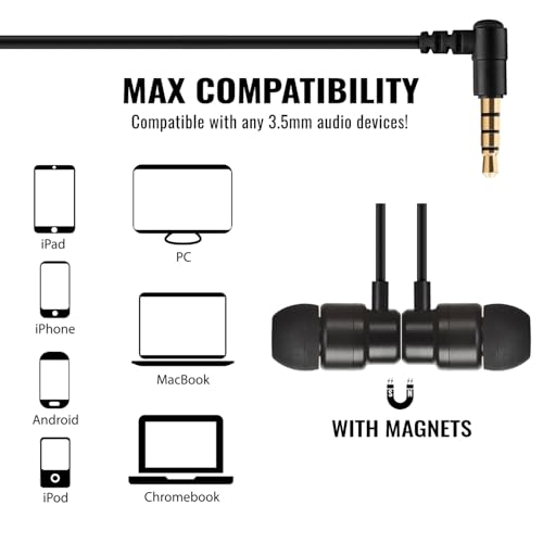 UliX Rider Wired Earbuds in-Ear Headphones, Earphones with Microphone, 5 Years Warranty, with Anti-Tangle Cable, Ear Buds for iPhone, iPad, Samsung, School Students, Kids, Women, Small Ears