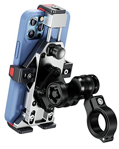 BRCOVAN Anti-Theft Aluminum Alloy Motorcycle Phone Mount Holder, Silver - color: SILVER