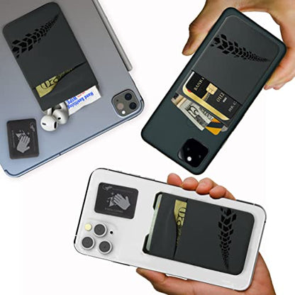 Gecko Travel Tech Double Pocket - Adhesive Card Holder - Cell Phone Pouch - Stick on Spandex Pocket - Carry Credit Cards and Cash (Gray - TIRE) - color: GRAY - TIRE