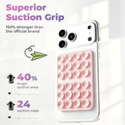 (2 Pack) Magnetic Suction Sticky Phone Grip for Magsafe, Pink & Black - color: Light Pink & Black