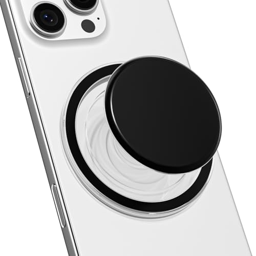Svanove Magnetic Cell Phone Grip Compatible with Magsafe, Collapsible Phone Stand Holder Round Expanding Kickstand for iPhone Samsung Mobile Phones, Cute Soft Silicone Glossy Jelly, Black - color: Black, style: Magnetic