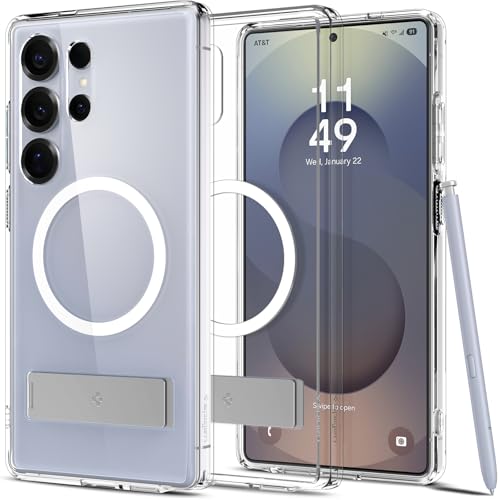 Spigen for Galaxy S25 Ultra Case, Ultra Hybrid S MagFit [Kickstand] [Compatible with MagSafe] [Fast Wireless Charging] (2025) - Clear White - size: Galaxy S25 Ultra