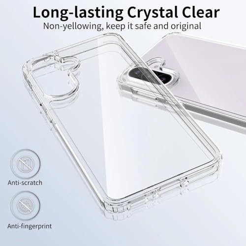 for Samsung Galaxy A56 5G Case Crystal Clear Slim Hard Case Hybrid Shockproof Bumper with Tempered Glass Screen Protector Full Body Anti-Yellow Anti-Scratch Phone Protective Cover - color: Galaxy A56 5G