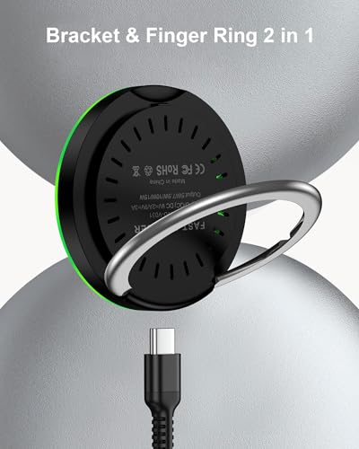 Android MagSafe Wireless Charger Pad with Stand– 15W Fast Charging Magnetic - color: 2*Black