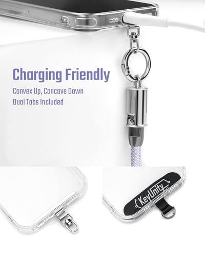 KeyUnity Phone Lanyard with USB C Charging Cable 2 in 1 Braided Strap Wrist and Crossbody Lanyard Universal Phone Strap - color: Lilac, size: 18cm
